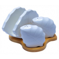 Salt and Pepper Shaker, Napkin Holder Set - White