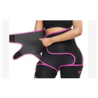 3 in 1 Sweat Slim Thigh Trimmer, Waist Trainer Slimming Belt-Black/Pink