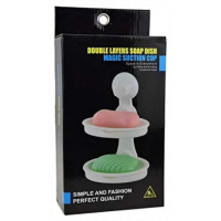 Double Layer Soap Dish Magic Suction Cup, White