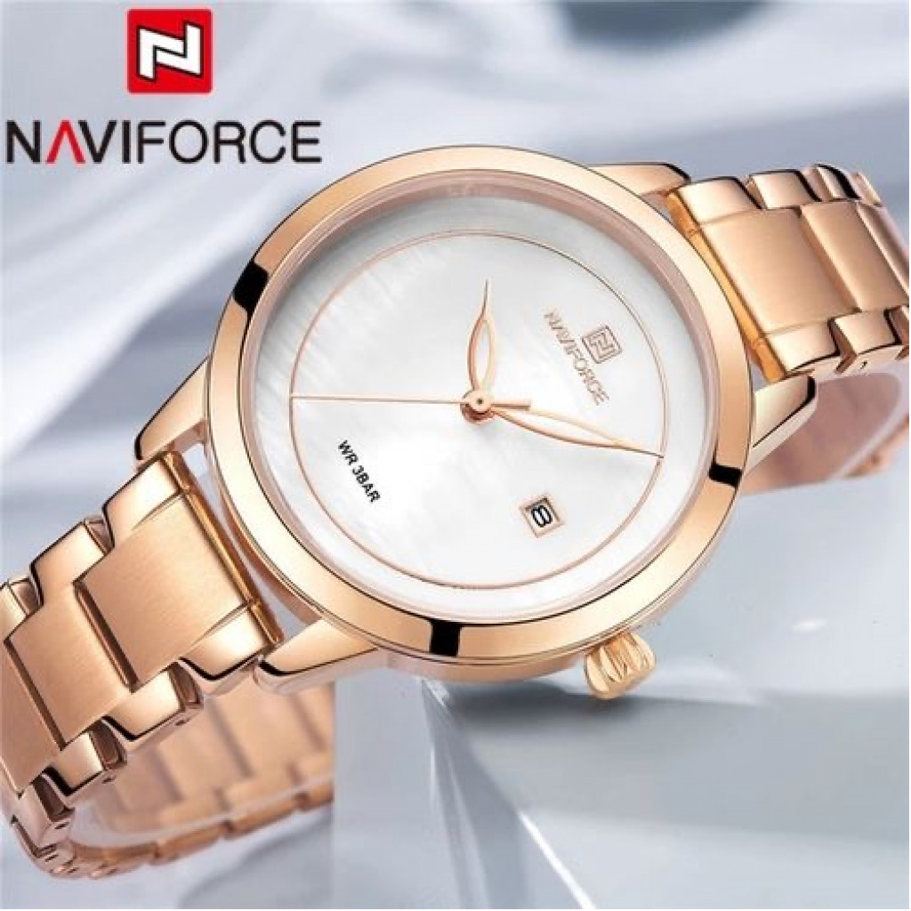 Naviforce Women's Stainless Steel Analog And Dated Watch - Rose Gold