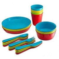 24-Piece Kids Plastic Plates,Cups Dinner Set –Multicolor