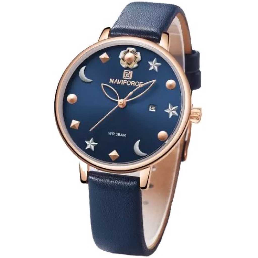 Naviforce Ladies Leather Strapped Designer Watch - Blue