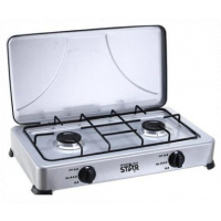 Winning Star 2 Burner Gas Cooking Stove With Lid-Grey