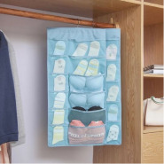 Double Sided 24 Pockets Socks,Bra,Underwear Bag Hanger Storage Organizer-Blue