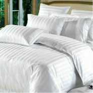 Egyptian Cotton Striped Duvet Cover with 1 Bedsheet & 2 Pillowcases - White