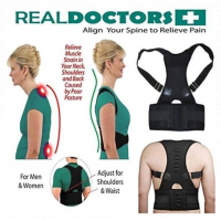 Real Doctors Posture Support Brace- Medium, Black