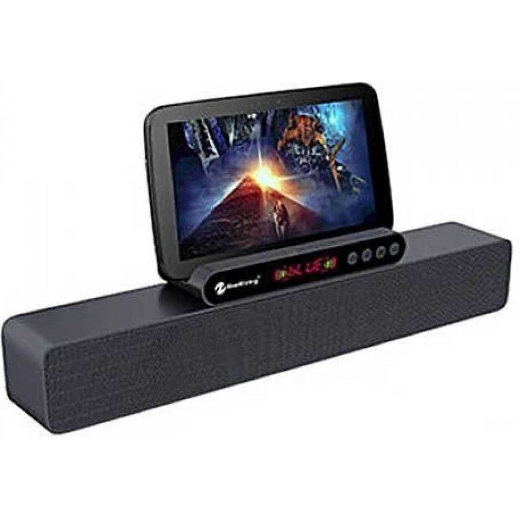 New Rixing Bluetooth 5.0 TWS Soundbar X-Bass Speaker - Black Grey