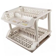 2 Tier kitchen Plastic Dish Draining Drying Storage rack tray,Cream