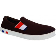 Rock Men's Slip-On Plimsolls - Brown, White