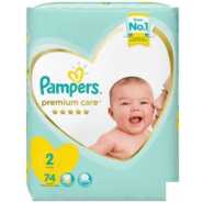 Pampers Premium Care Diapers, Size 2 (3-6kg), Jumbo Pack (Count 74)