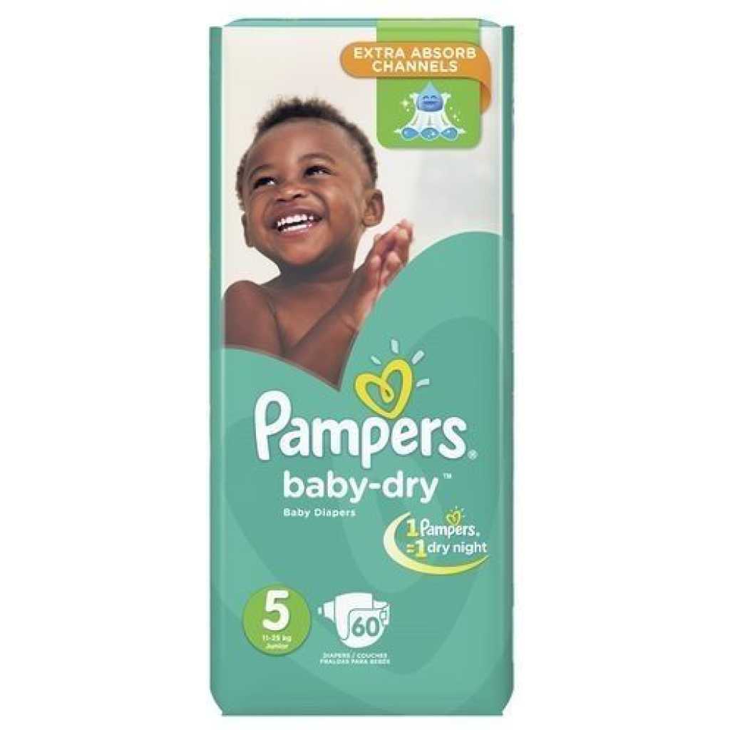 Pampers Baby Dry Diapers Jumbo S5(11-25Kg) - 60 Pcs.