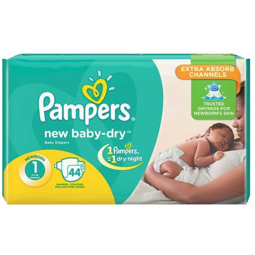 Pampers New Baby Dry Diapers S1 (2 - 5Kg) – 44pcs