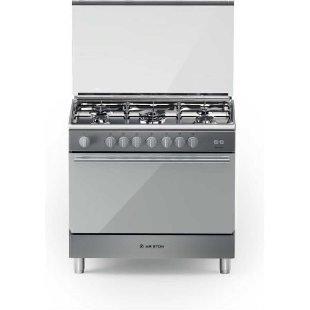 Ariston BAM951 5 Gas Burner Cooker Gas Oven-90cms, Stainless Steel