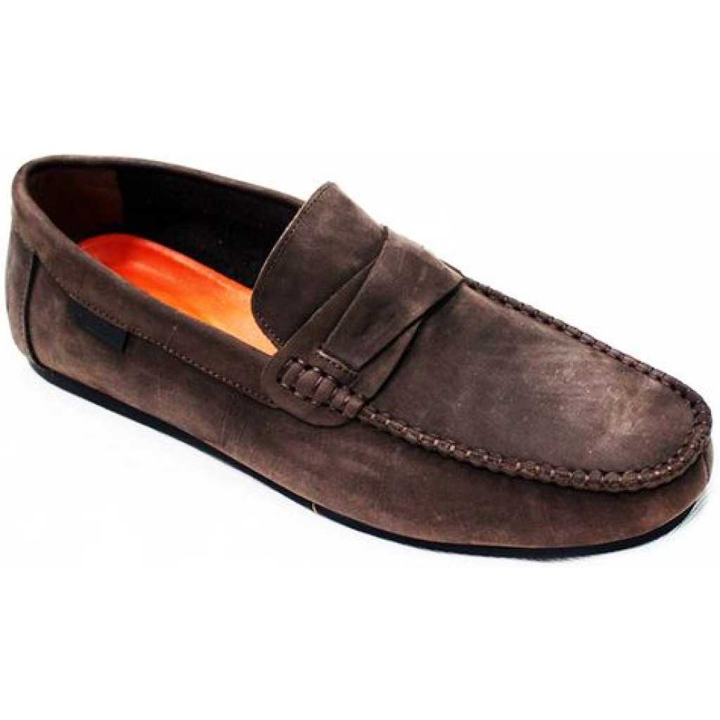 Men's Designer Suede Moccasins - Brown