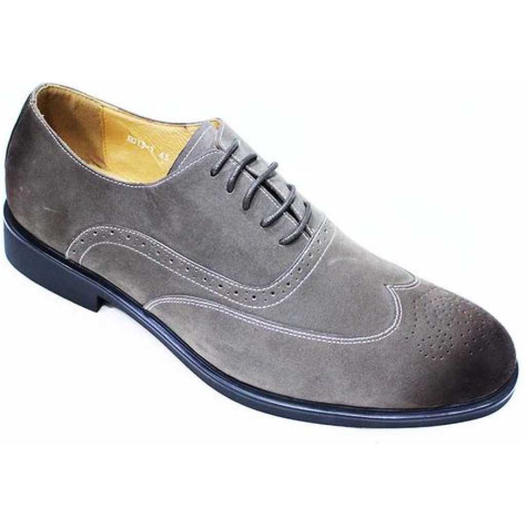 Men's Faux Leather Lace Gentle Shoes - Grey