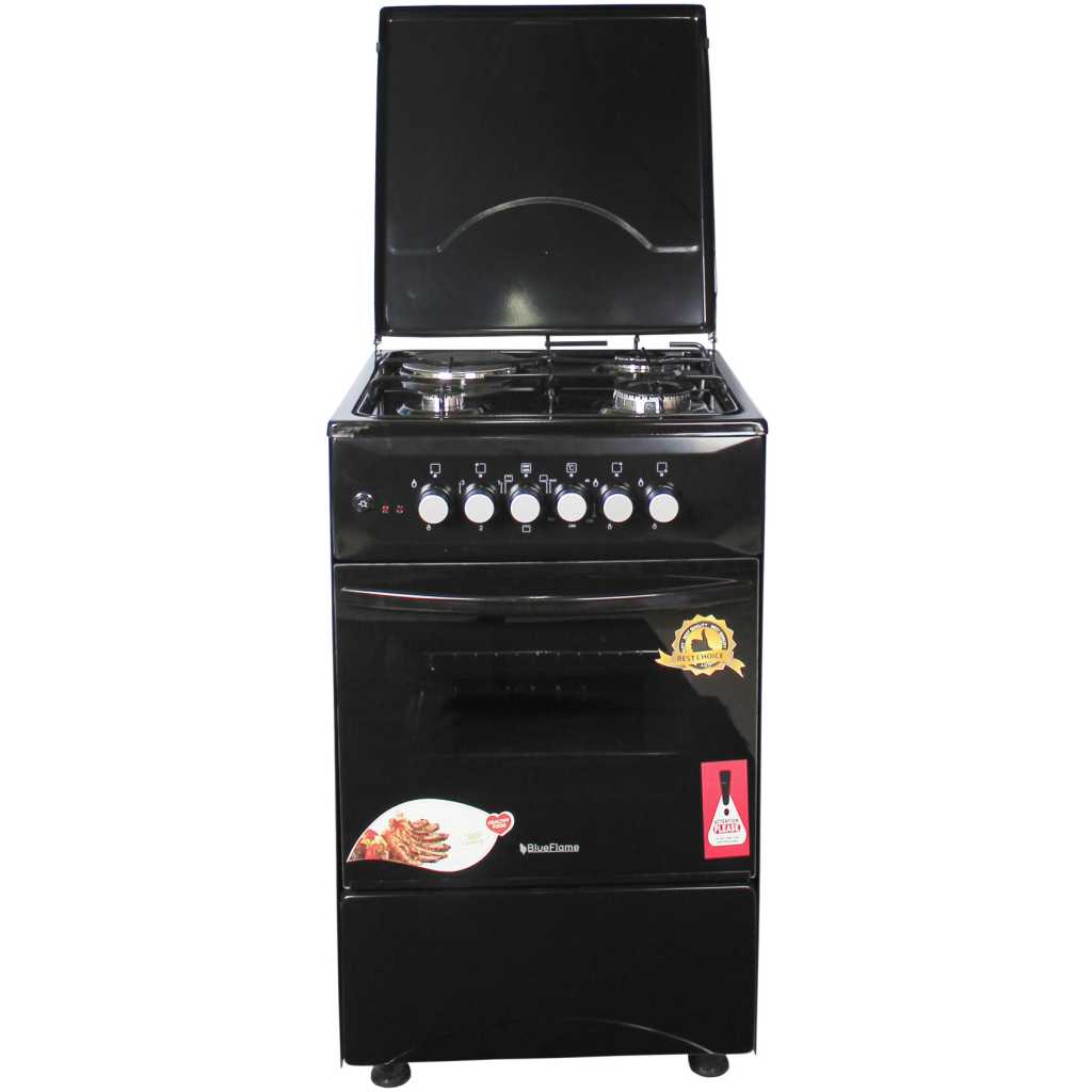 Blueflame Cooker C5031E – B 50x50cm 3 Gas Burners And 1 Electric Plate, Electric Oven, Thermostat, Oven Lamp, Auto Ignition - Black