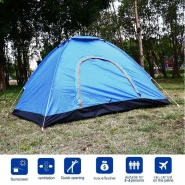 Tent Oxford Cloth Pyramid Tent Camping Tent Blue Durable 3 Persons Hiking Folding Tent