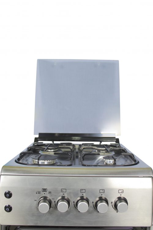 BlueFlame 60x50cm Full Gas Cooker With Gas Oven NL6040G, Auto Ignition, Glass Top, Oven Lamp - Inox