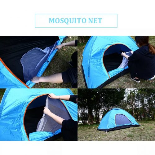 Tent Oxford Cloth Pyramid Tent Camping Tent Blue Durable 3 Persons Hiking Folding Tent