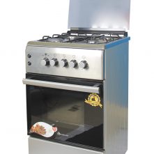 BlueFlame 60x50cm Full Gas Cooker With Gas Oven NL6040G, Auto Ignition, Glass Top, Oven Lamp - Inox