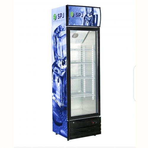 SPJ 400-Litres Single Display Cooler SCCSTS-400C016; Vertical Display Chiller, Single Door Showcase Display Refrigerator