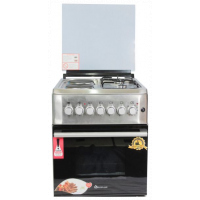 BlueFlame Cooker 50x55cm 2 Gas Burners And 2 Electric Plates SH5022E – I, Electric Oven, Auto Ignition, Thermostat, Oven Lamp - Inox