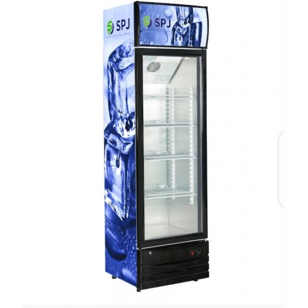 SPJ 400-Litres Single Display Cooler SCCSTS-400C016; Vertical Display Chiller, Single Door Showcase Display Refrigerator