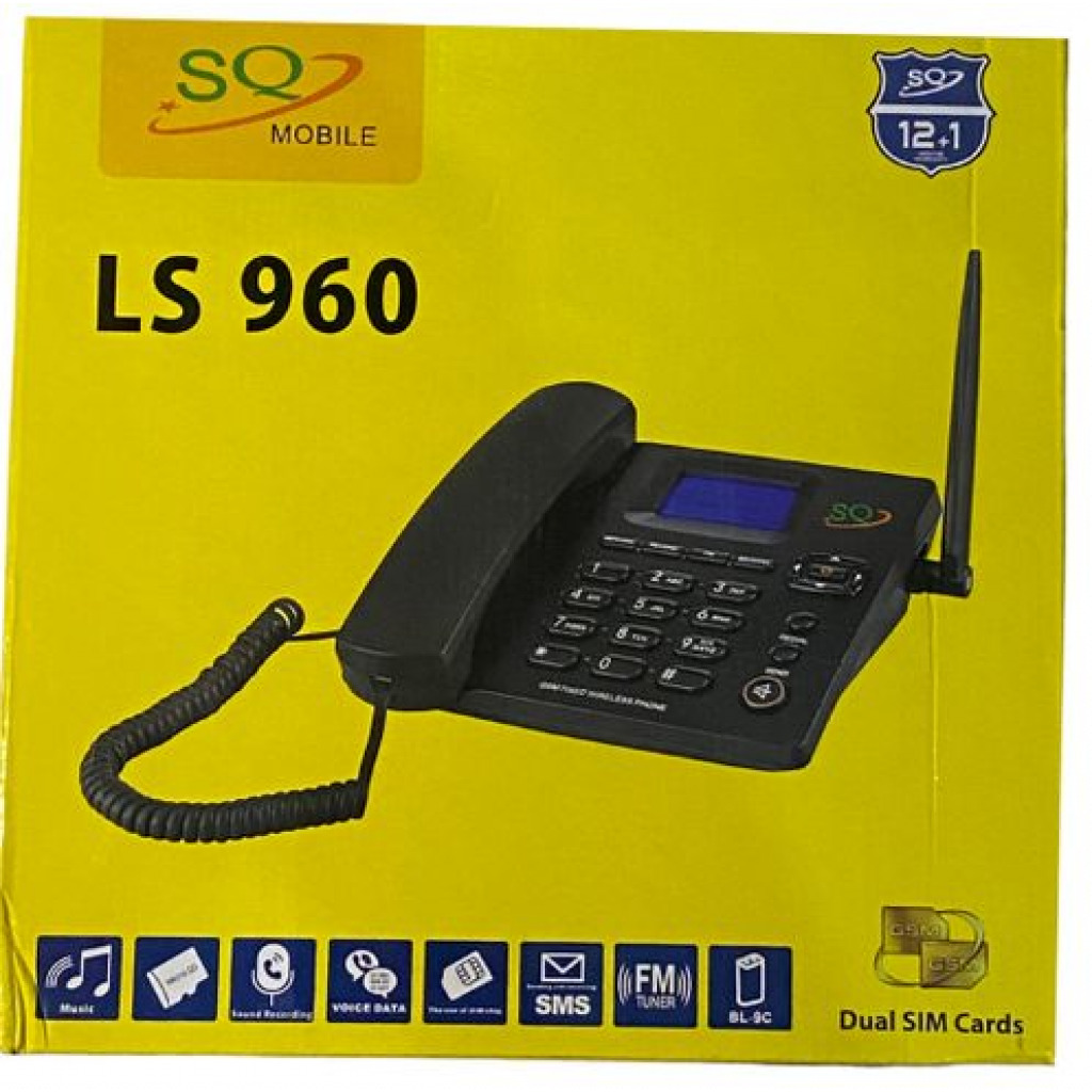 SQ Mobile SQ LS-960 Dual Sim Gsm Wireless Landline Desktop Phone - Black