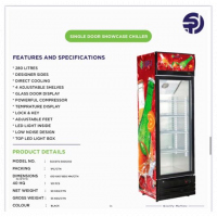 SPJ 300-Litres Single Display Cooler; Vertical Display Chiller, Single Door Showcase Display Refrigerator