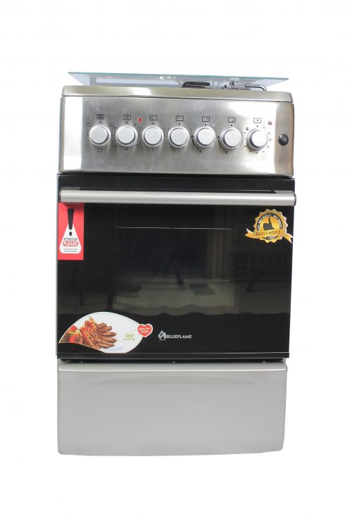 BlueFlame Cooker 50x55cm 2 Gas Burners And 2 Electric Plates SH5022E – I, Electric Oven, Auto Ignition, Thermostat, Oven Lamp - Inox