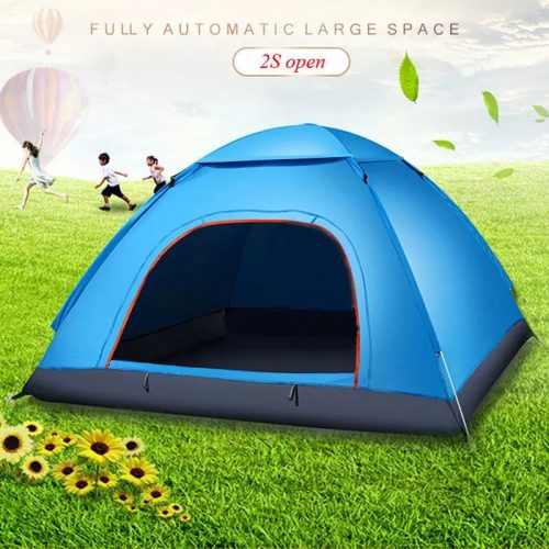 Tent Oxford Cloth Pyramid Tent Camping Tent Blue Durable 3 Persons Hiking Folding Tent