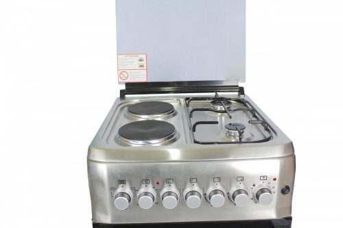 BlueFlame Cooker 50x55cm 2 Gas Burners And 2 Electric Plates SH5022E – I, Electric Oven, Auto Ignition, Thermostat, Oven Lamp - Inox