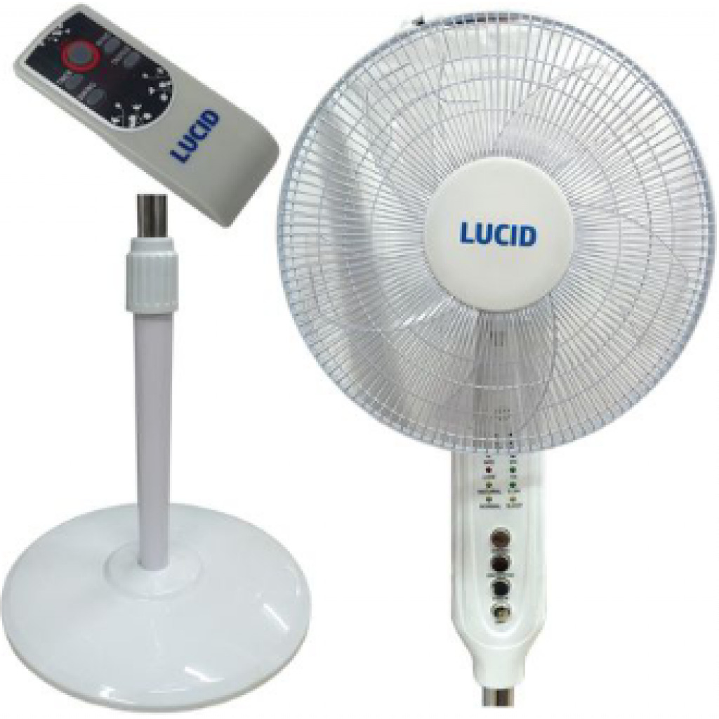 LUCID 16″ Floor Standing Fan With A Remote Control – White