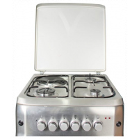 BlueFlame Cooker S5031ER-I 50x55cm 3 Gas Burners And 1 Electric Plate, Electric oven & Grill, Rotisserie, Thermostat, Automatic Ignition - Inox