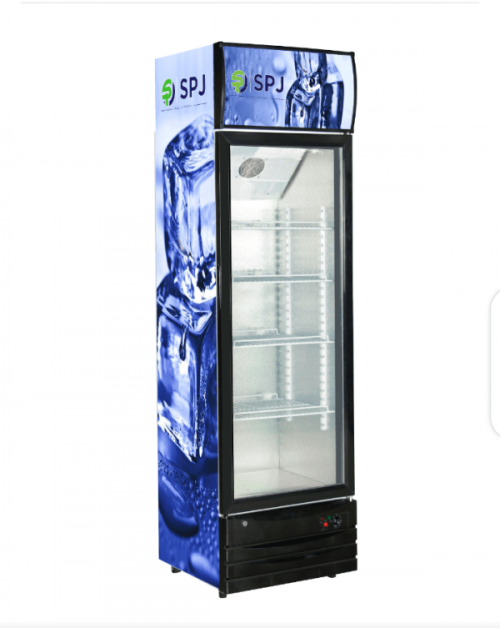 SPJ 400-Litres Single Display Cooler SCCSTS-400C016; Vertical Display Chiller, Single Door Showcase Display Refrigerator