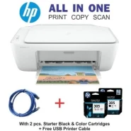 Hp Deskjet 2320 Printer, All-in-One Inkjet Printer ( Print, Scan, Photocopy) + Pinter Cable - White