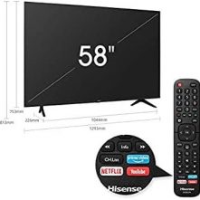 Hisense 58 inch 4K UHD Smart TV 58A6HS – Frameless Vidaa Smart TV, Bluetooth, HDMI, USB, Netflix and Youtube, Inbuilt Free To Air Decoder - Black