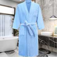 Egyptian Cotton Bath Robe - Blue