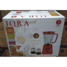 IQRA 3-In-1 Blender 1.5-Litre IQ-BL6013D; 500W, Copper Motor, Chopper And Grinder - Red