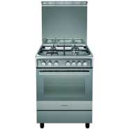 Ariston Gas Cooker A6TMH2AF (X) EX - SS,60 x 60 4 Gas, Electric Oven / Grill + Fan, Automatic Ignition & Auto Safety - Silver - Poland