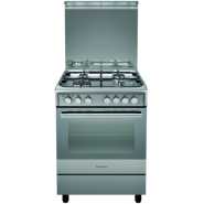 Ariston Gas Cooker A6TMH2AF (X) EX - SS,60 x 60 4 Gas, Electric Oven / Grill + Fan, Automatic Ignition & Auto Safety - Silver - Poland