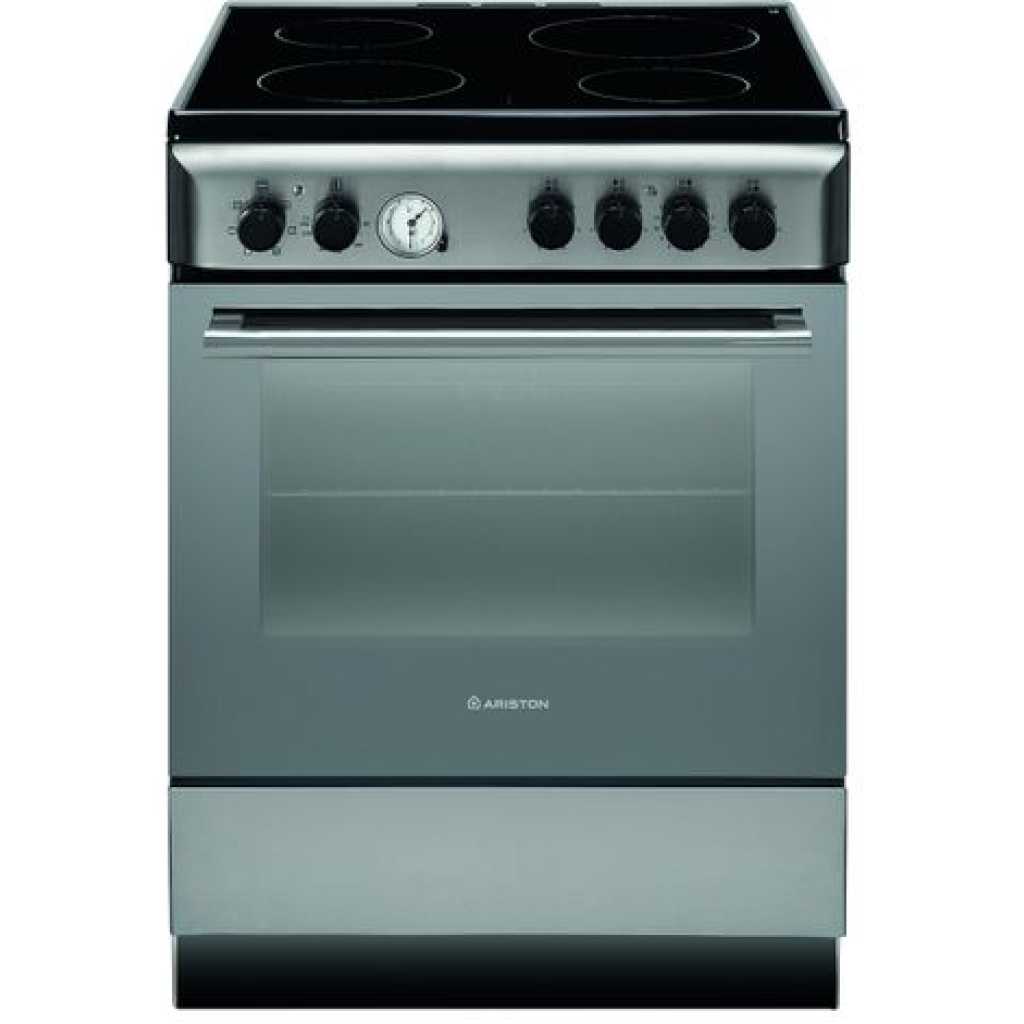 Ariston Cooker Ceramic Hob Electric Oven Grill A6V530 60X60 -Silver