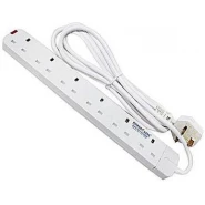 Power King 6 Ways Power King Extension Cable- 3 Meter - White