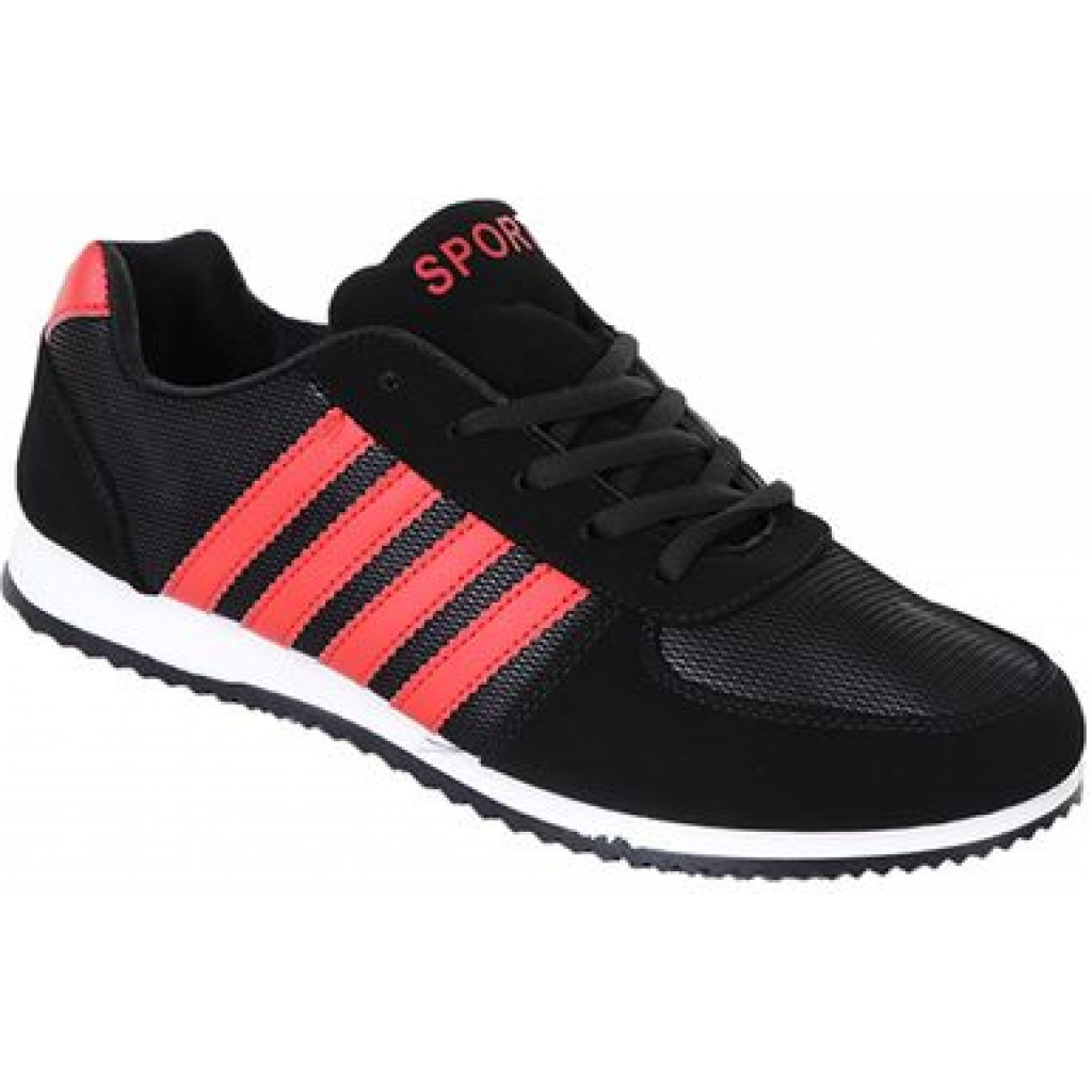 Men’s Sport Sneaker – Black, Red Men's Fashion Sneakers TilyExpress