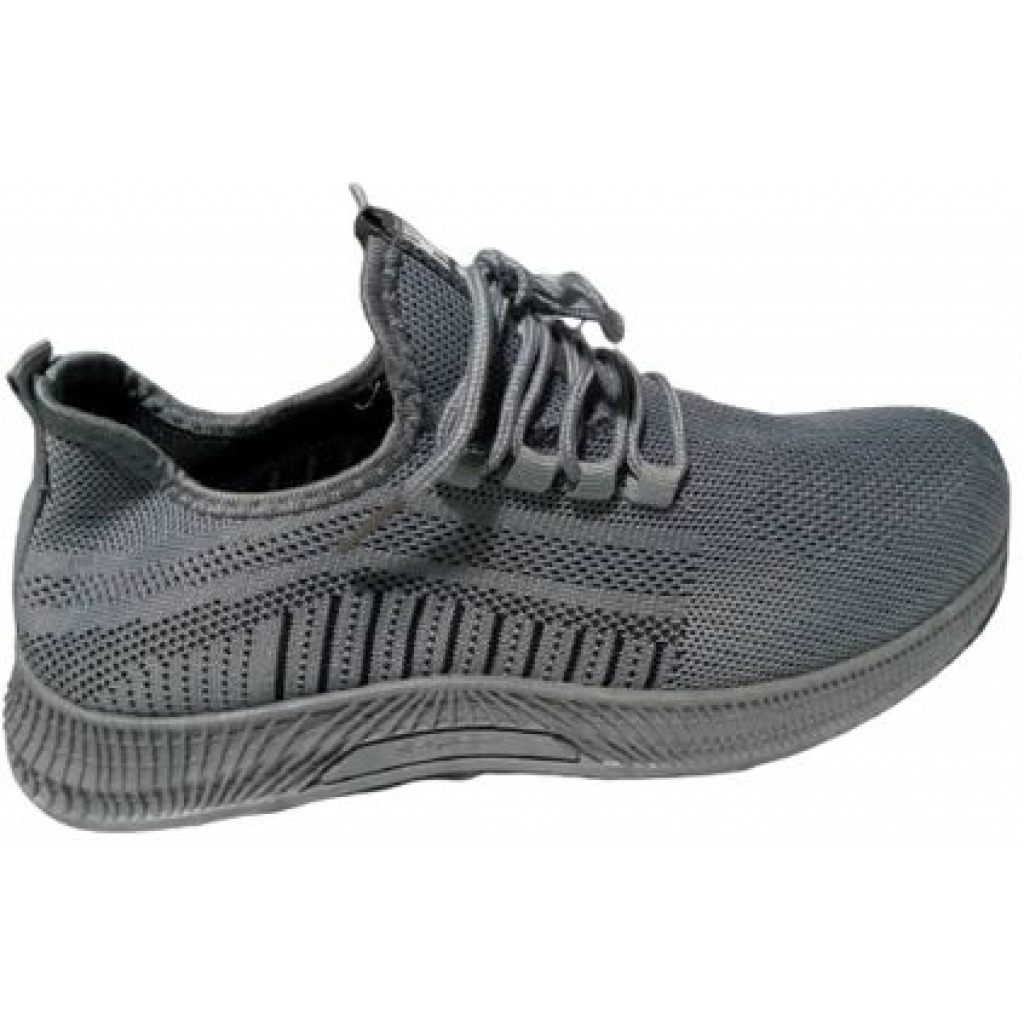 Men’s Lace Sneakers – Grey,White Men's Fashion Sneakers TilyExpress