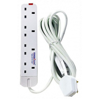 Power King 4 Ways Power King Extension Cable- 3 Meter - White