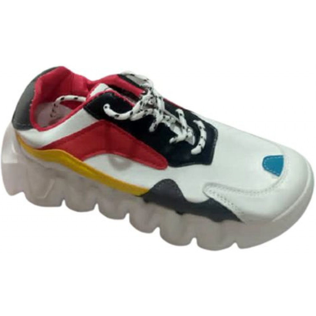 Women's Designer Sneakers - White,Red,Yellow,Black