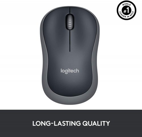 Logitech M185 2.4GHz Wireless Mouse with Mini USB Receiver, 12 Month Battery Life, 1000 DPI Optical Tracking, Ambidextrous Laptop, Swift Gray