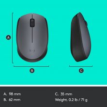 Logitech M170 Wireless Mouse, 2.4 GHz with USB Nano Receiver, Optical Tracking, 12-Months Battery Life, Ambidextrous, PC/Mac/Laptop – Black Mouse TilyExpress