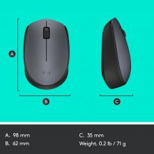 Logitech M170 Wireless Mouse, 2.4 GHz with USB Nano Receiver, Optical Tracking, 12-Months Battery Life, Ambidextrous, PC/Mac/Laptop - Black